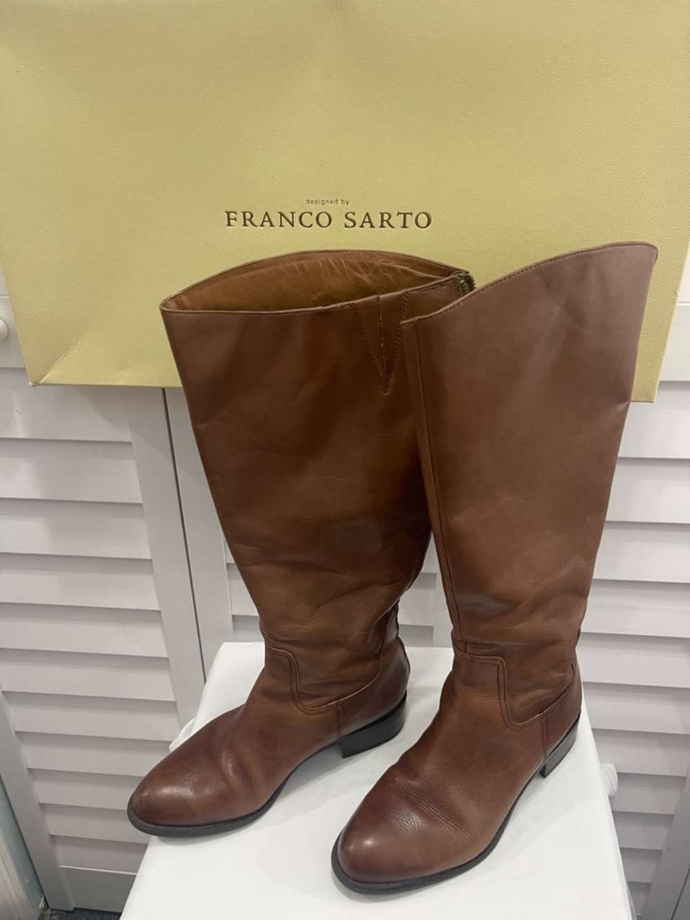 Franco Sarto Chestnut Leather Knee-High Boots